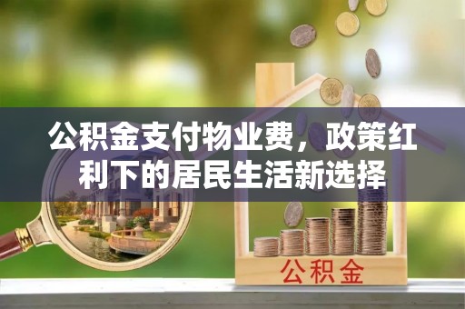 两江新区公积金支付物业费，政策红利下的居民生活新选择